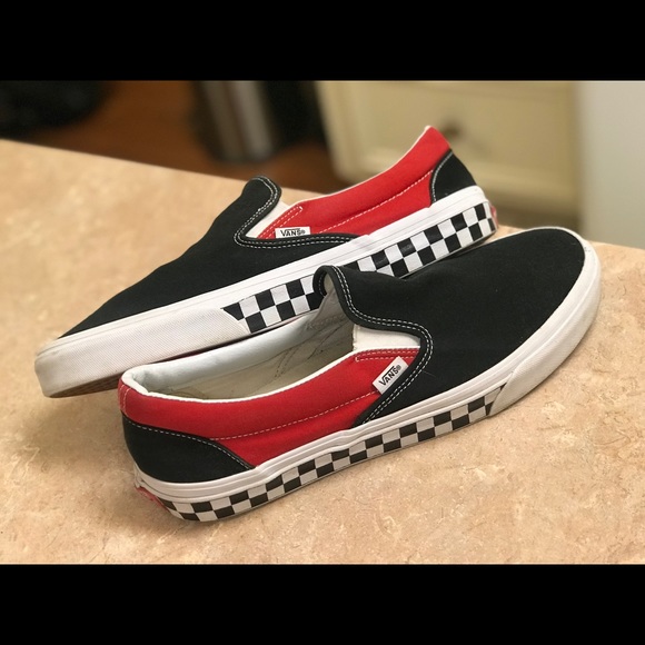 Vans Other - Authentic Vans Men’s Red Black Checkered Slip Ons